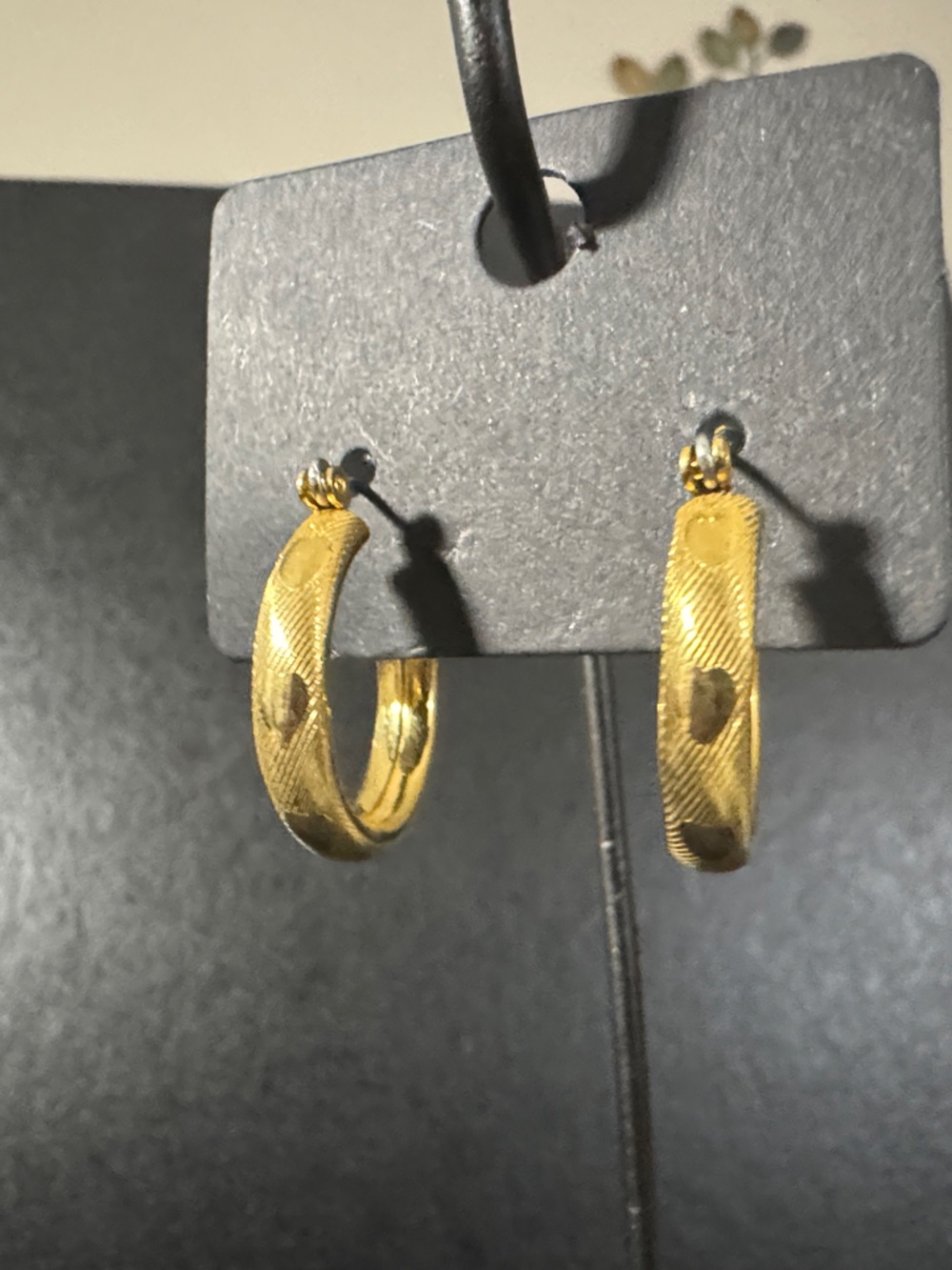 Gold Textured Hoop Earrings - Women Jewelry